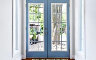 light blue french doors