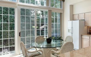 sliding glass door in the kitchen